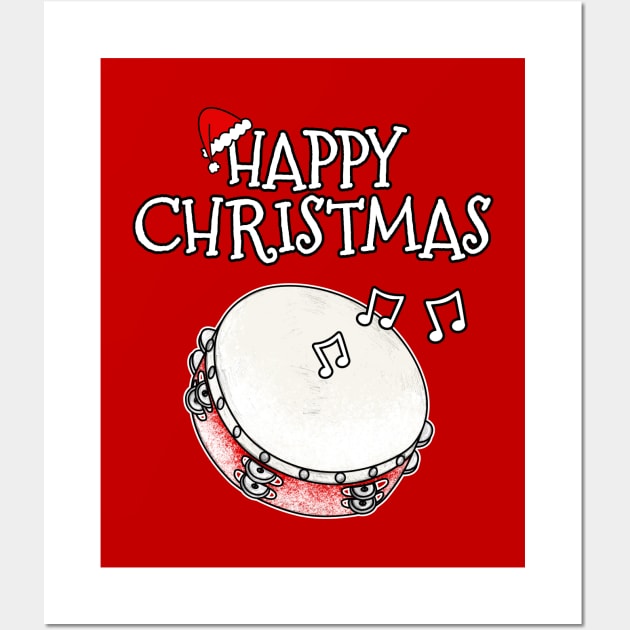 Christmas Tambourine Church Percussionist Musician Xmas 2022 Wall Art by doodlerob
